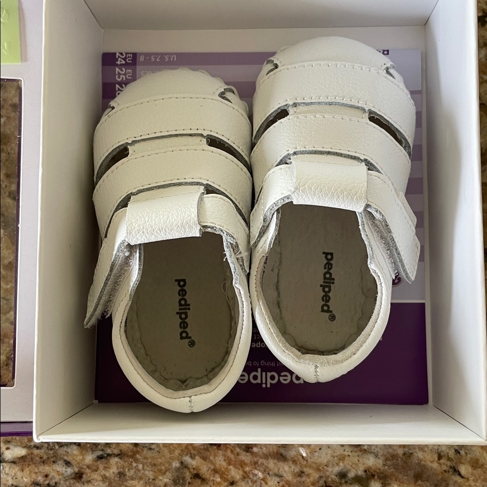 Pediped Ivory Baby Sandals